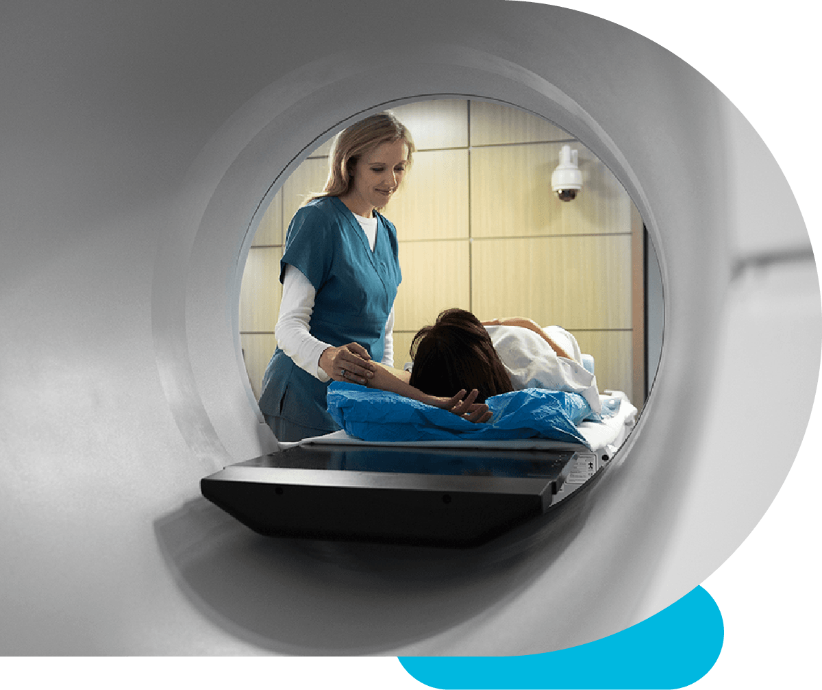 Image of a patient using the Accuray Helix System