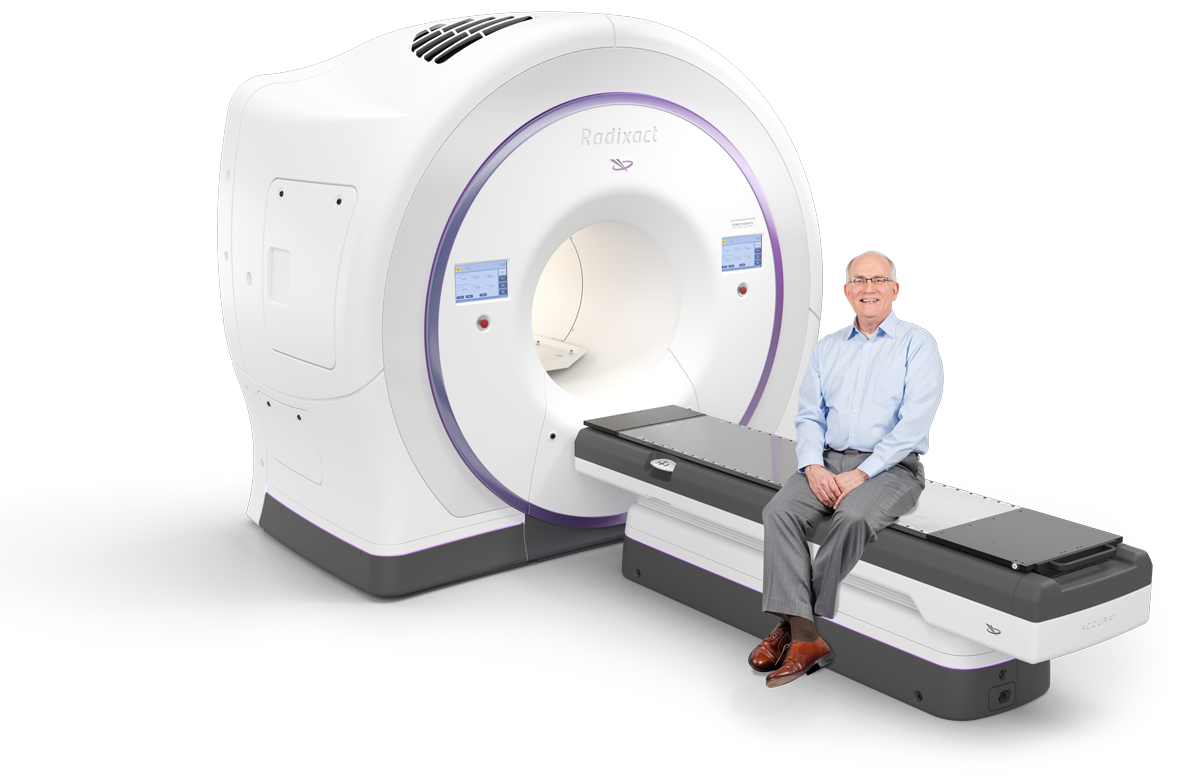 Patient with the Accuray Radixact System